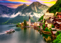 Hallstatt Town at Sunset, Austria Puzzel (1000 stukjes)-2