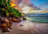 Seychelles Beach at Sunset Puzzel (1000 stukjes)-2
