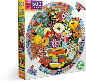 Afbeelding van het spelletje Purple Bird and Flowers Puzzel (500 stukjes)