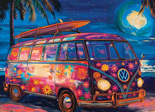 Strand Plezier met een VW Bus Puzzel (1000 stukjes)-2
