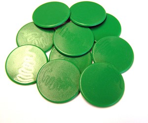 Afbeelding van het spelletje Grote Spel Fiches 38mm Groen (10 stuks)