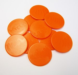 Afbeelding van het spelletje Grote Spel Fiches 38mm Oranje (10 stuks)
