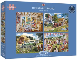 Thumbnail van een extra afbeelding van het spel The Farmer's Round Puzzel (4 x 500 stukjes)