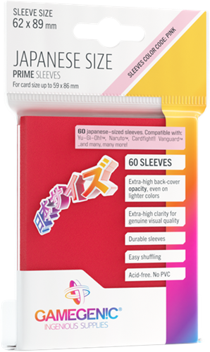 Japanese Sized Sleeves 62x89mm Rood (60 stuks)