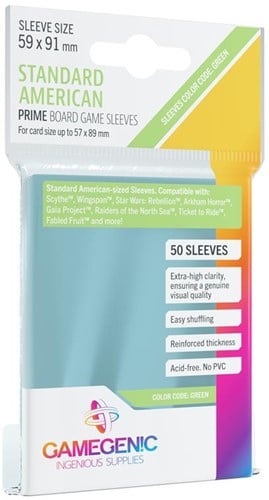 Sleeves Prime Standard American-Sized 59x91mm (50 stuks)