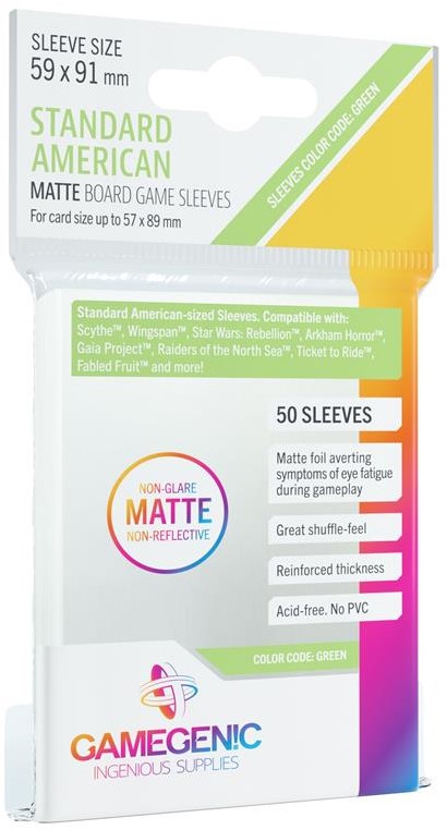 MATTE Standard American- Sized Boardgame Sleeves: 59 x 91 mm (50) main image 1