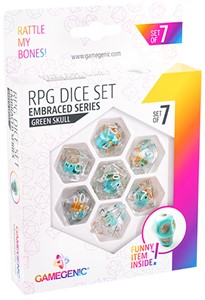 Afbeelding van het spelletje RPG Dice Set- Embraced Series Green Skull (7 stuks)