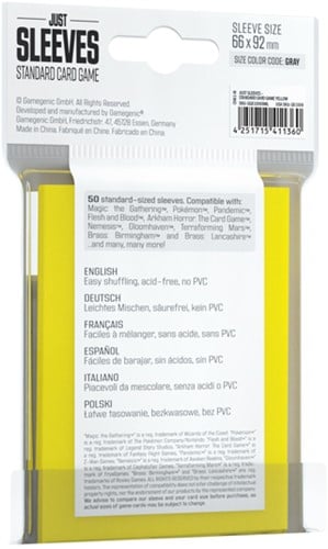 Just Sleeves - Standard Card Game Geel (50 stuks)-2