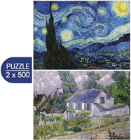 L'Art de Van Gogh - La Nuit étoilée & Maison à Auvers  Puzzel (2x 500 stukjes)-2