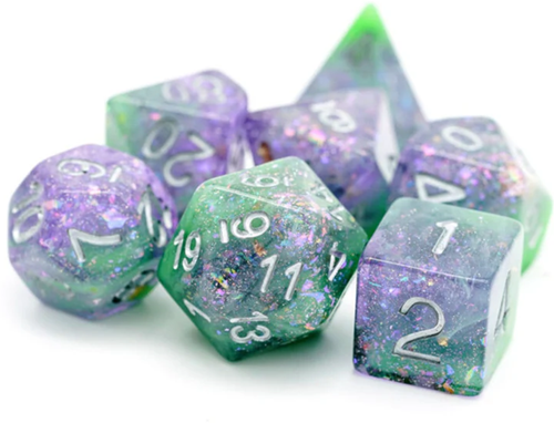 RPG Dice Set - Green & Purple Seabed Treasure