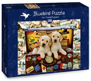 Afbeelding van het spelletje Two Travel Puppies Puzzel (1000 stukjes)