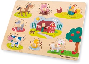 Afbeelding van het spel New Classic Toys - Houten Puzzel Boerderij (8 stukjes)