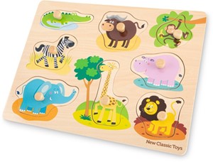 Afbeelding van het spel New Classic Toys - Houten Puzzel Safari (8 stukjes)