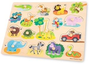 Afbeelding van het spel New Classic Toys - Houten Puzzel Safari (16 stukjes)