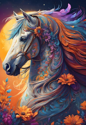 Floral Horse Puzzel (1000 stukjes)-2