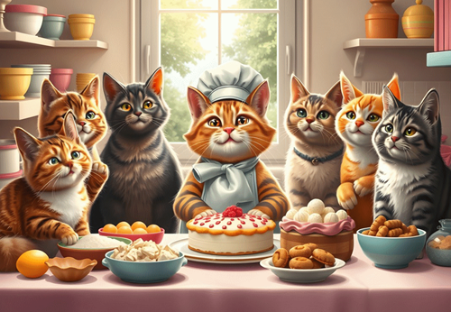 Pastry Cats in Action Puzzel (1000 stukjes)-2