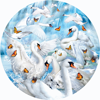 Lori Schory - Swan Waterfall Ronde Puzzel (1000 stukjes)-2
