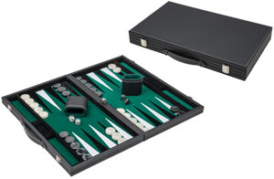 Philos Backgammon - Zwart,Groen,Groot, Kunstleer