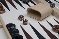 Backgammon - Beige, Groot, Kunstleer -2