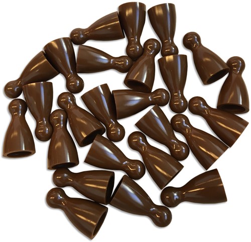 Plastic Spel Pionnen 12x24mm Bruin (25 stuks)
