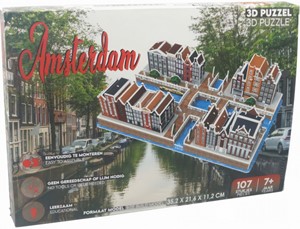 Afbeelding van het spelletje 3D Puzzel - Amsterdamse huisjes (107 stukjes)