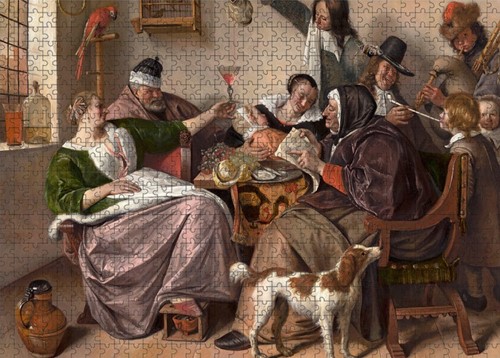 Jan Steen - As the old sing, So Pipe the Young Puzzel (1000 stukjes)-2