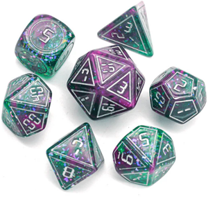 Afbeelding van het spelletje RPG Dice Set - Cybernated Pink & Green