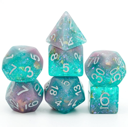 RPG Dice Set - Pink & Green Seabed Treasure