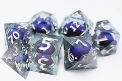 RPG Dice Set - Exclusive Sharp Edge Moving Eye Purple Cyclops