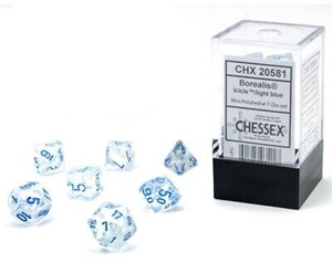 Afbeelding van het spelletje Mini Polydice Dobbelsteen Set Licht Blauw (7 stuks)