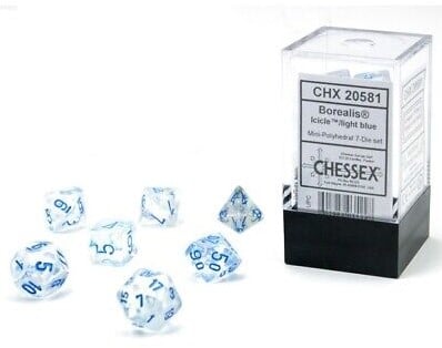 Mini Polydice Dobbelsteen Set Licht Blauw (7 stuks)