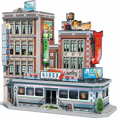 Wrebbit 3D Puzzel - Urbania Retropolis 1950’s Diner (425 stukjes)-2